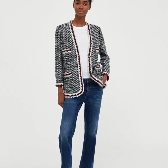 Zara Jackets Coats Zara Tweed Jacket Chanel Style Poshmark